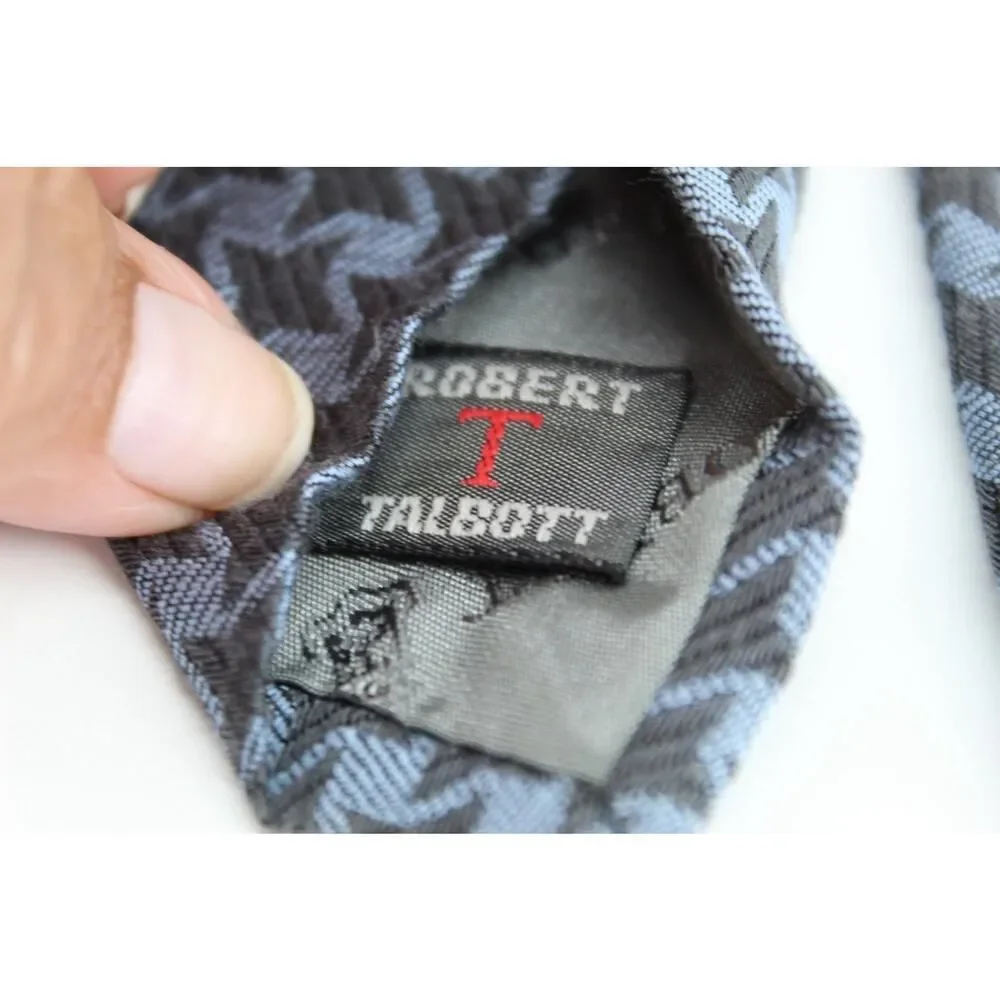 Robert Talbott Best of Class Tie Gray Blue Houndstooth 100% Silk Hand Sewn USA